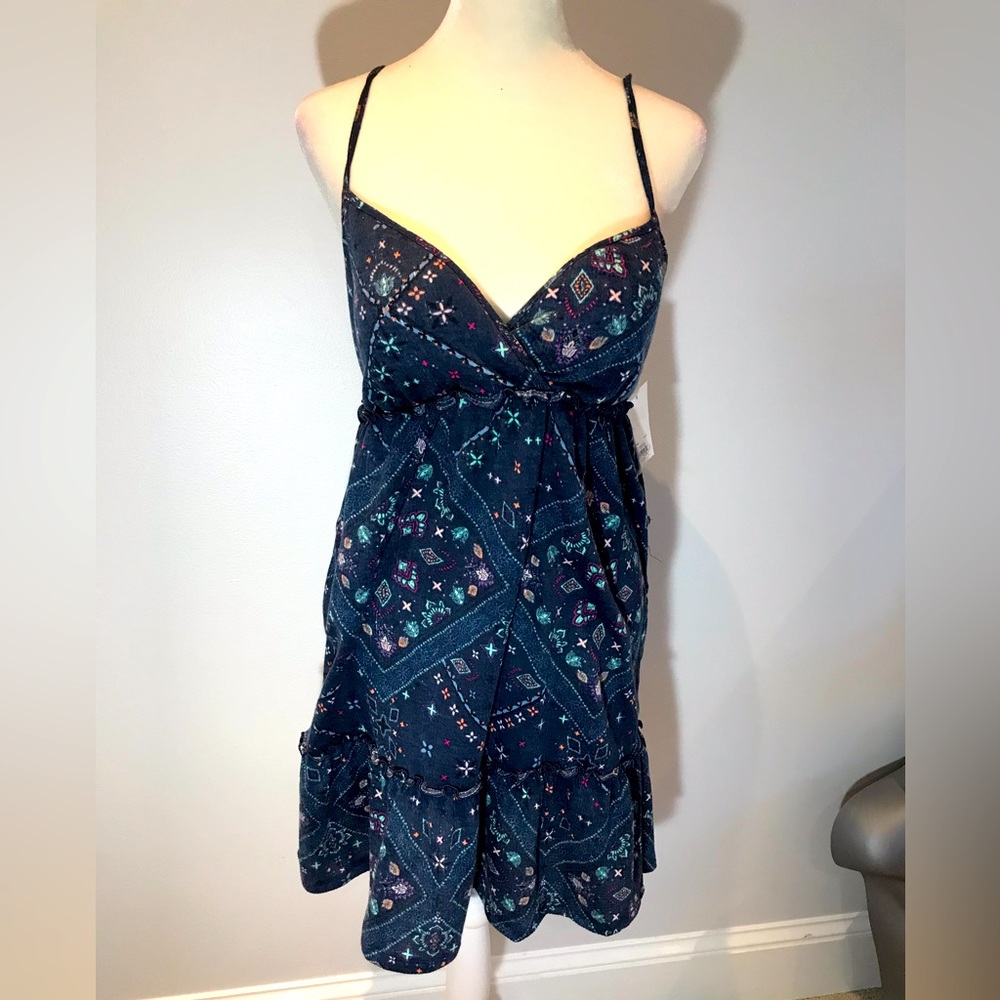 SO Navy Blue Paisley Print Mini Dress